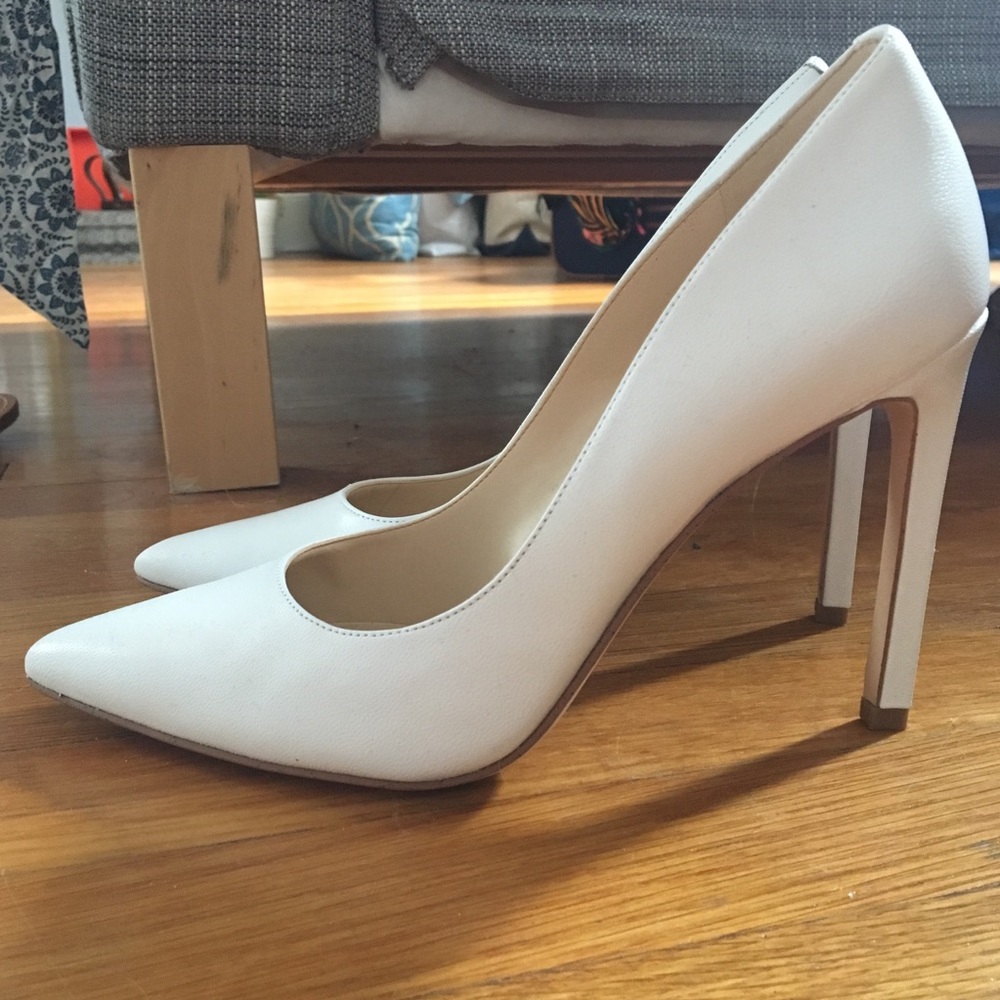 Nine West Leather Tatiana Pump Heels in White